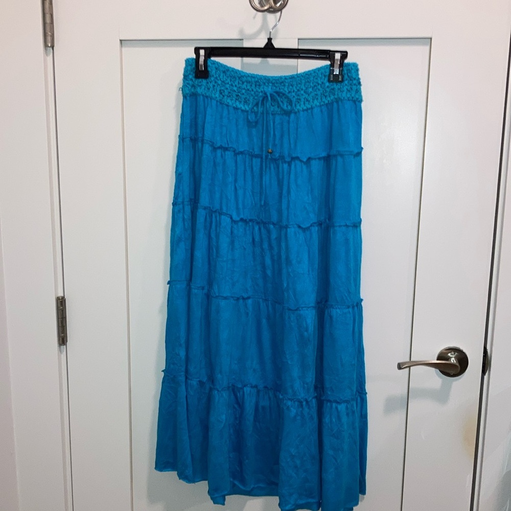 INC International Concepts Blue Tiered Maxi Skirt for Resort Wear